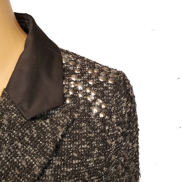 Miss Me Black Tweed Studded Peacoat - Picture 7 of 8